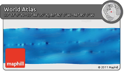 Physical Panoramic Map of the Area around 33° 32' 52" N, 49° 13' 30" W