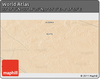 Satellite 3D Map of the Area around 33° 32' 52" N, 4° 19' 30" E