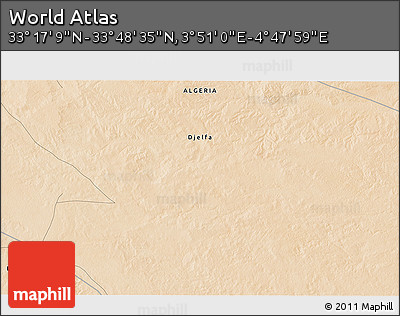 Satellite 3D Map of the Area around 33° 32' 52" N, 4° 19' 30" E