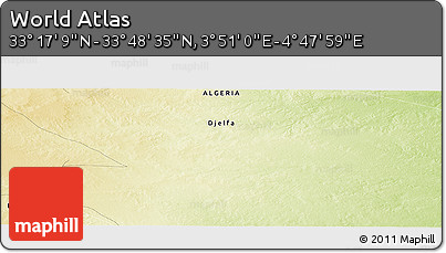 Physical Panoramic Map of the Area around 33° 32' 52" N, 4° 19' 30" E