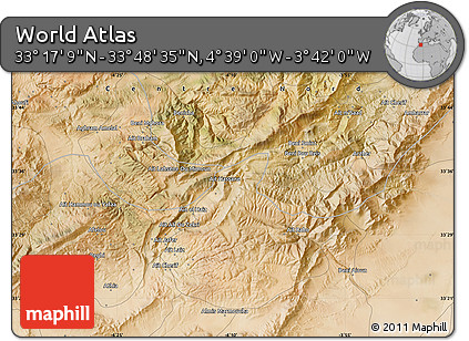 Satellite Map of the Area around 33° 32' 52" N, 4° 10' 30" W