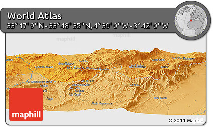 Political Panoramic Map of the Area around 33° 32' 52" N, 4° 10' 30" W