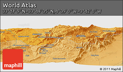 Political Panoramic Map of the Area around 33° 32' 52" N, 4° 10' 30" W