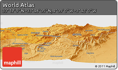 Political Panoramic Map of the Area around 33° 32' 52" N, 4° 10' 30" W