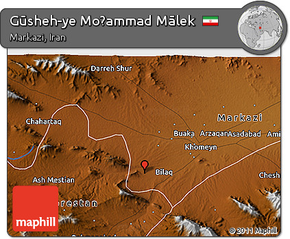 Physical 3D Map of Gūsheh-ye Moḩammad Mālek