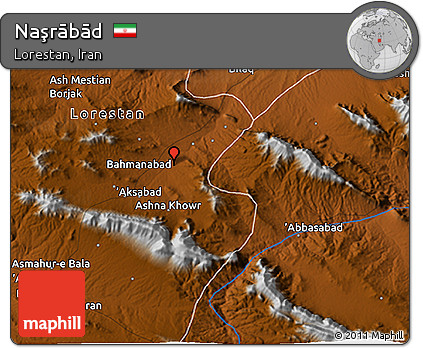 Physical 3D Map of Naşrābād