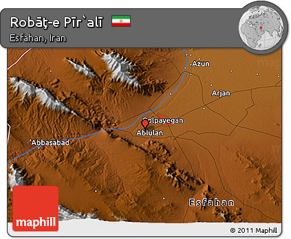 Physical 3D Map of Robāţ-e Pīr`alī