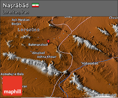 Physical 3D Map of Naşrābād