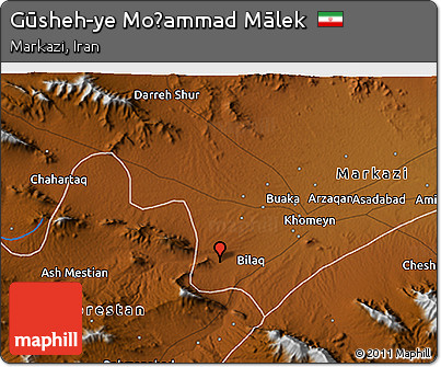 Physical 3D Map of Gūsheh-ye Moḩammad Mālek