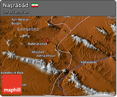 Physical 3D Map of Naşrābād