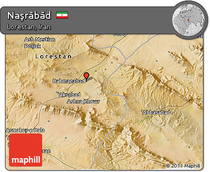 Satellite 3D Map of Naşrābād