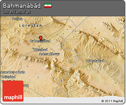 Satellite 3D Map of Bahmanābād