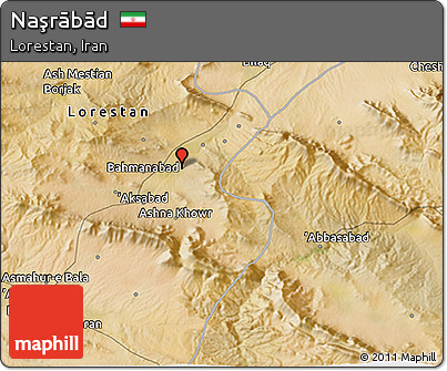 Satellite 3D Map of Naşrābād