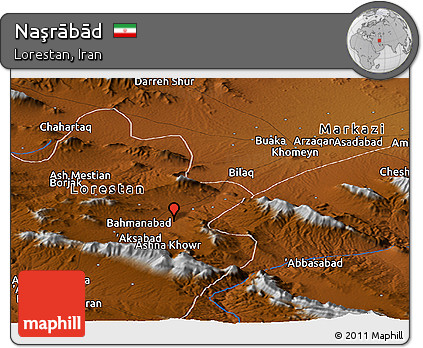 Physical Panoramic Map of Naşrābād