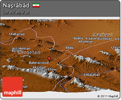 Physical Panoramic Map of Naşrābād