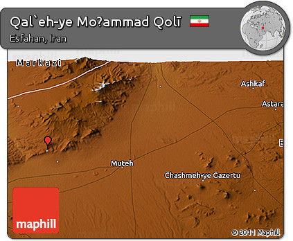 Physical 3D Map of Qal`eh-ye Moḩammad Qolī