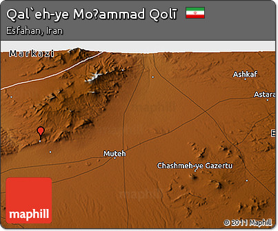 Physical 3D Map of Qal`eh-ye Moḩammad Qolī