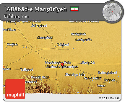 Physical 3D Map of `Alīābād-e Manşūrīyeh