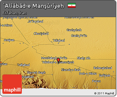 Physical 3D Map of `Alīābād-e Manşūrīyeh