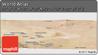 Satellite Panoramic Map of the Area around 33° 32' 52" N, 52° 46' 29" E