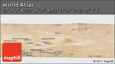 Satellite Panoramic Map of the Area around 33° 32' 52" N, 52° 46' 29" E