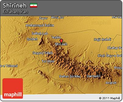 Physical 3D Map of Shīrīneh