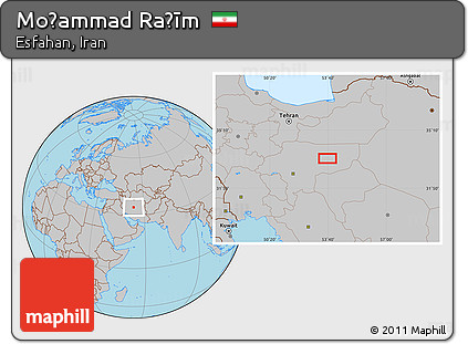 Gray Location Map of Moḩammad Raḩīm