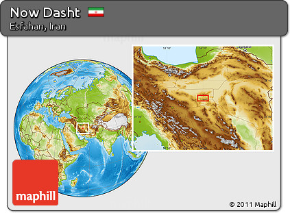 Physical Location Map of Now Dasht