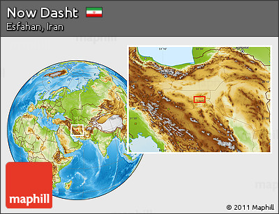 Physical Location Map of Now Dasht