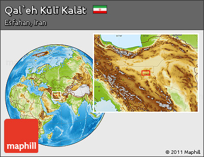 Physical Location Map of Qal`eh Kūlī Kalāt