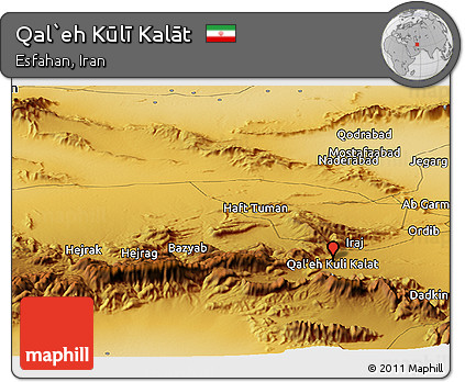 Physical Panoramic Map of Qal`eh Kūlī Kalāt