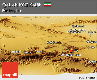 Physical Panoramic Map of Qal`eh Kūlī Kalāt