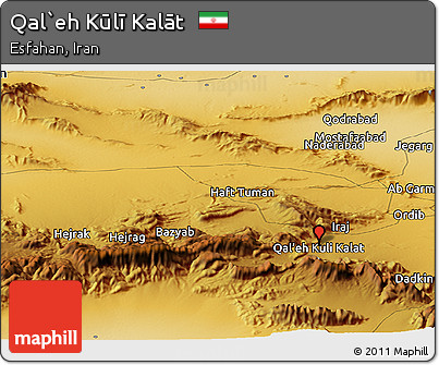 Physical Panoramic Map of Qal`eh Kūlī Kalāt