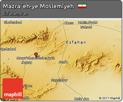 Physical 3D Map of Mazra`eh-ye Moslemīyeh