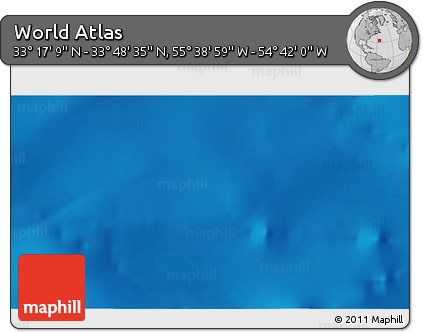 Shaded Relief 3D Map of the Area around 33° 32' 52" N, 55° 10' 29" W