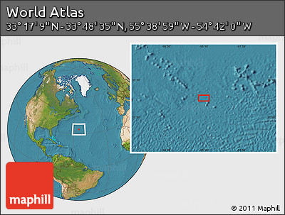 Satellite Location Map of the Area around 33° 32' 52" N, 55° 10' 29" W