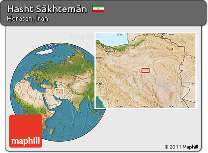 Satellite Location Map of Hasht Sākhtemān