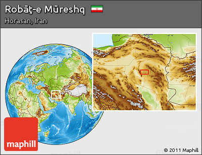 Physical Location Map of Robāţ-e Mūreshq