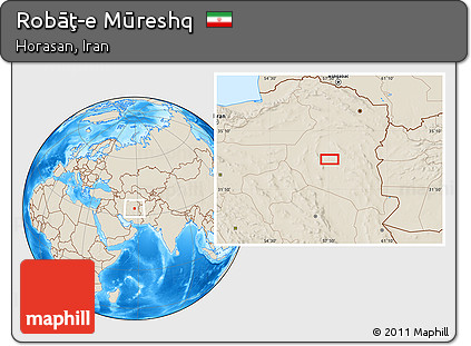 Shaded Relief Location Map of Robāţ-e Mūreshq
