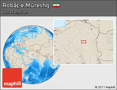 Shaded Relief Location Map of Robāţ-e Mūreshq