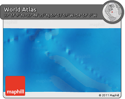 Physical 3D Map of the Area around 33° 32' 52" N, 59° 25' 29" W