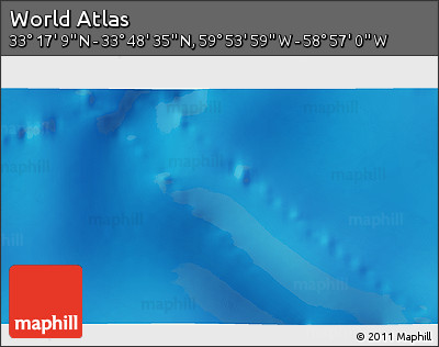 Physical 3D Map of the Area around 33° 32' 52" N, 59° 25' 29" W