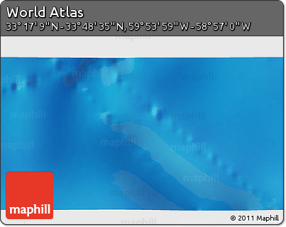 Physical 3D Map of the Area around 33° 32' 52" N, 59° 25' 29" W