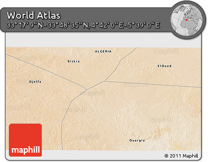 Satellite 3D Map of the Area around 33° 32' 52" N, 5° 10' 30" E