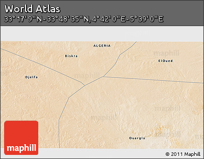 Satellite 3D Map of the Area around 33° 32' 52" N, 5° 10' 30" E