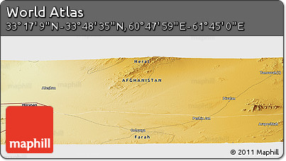 Physical Panoramic Map of the Area around 33° 32' 52" N, 61° 16' 29" E