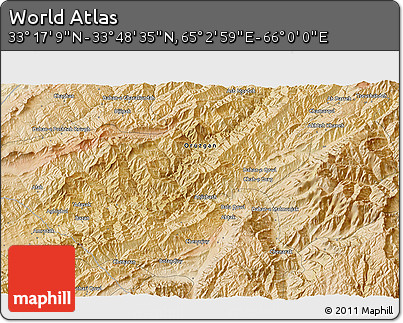 Satellite 3D Map of the Area around 33° 32' 52" N, 65° 31' 30" E