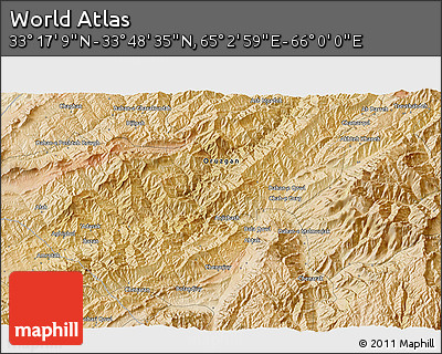 Satellite 3D Map of the Area around 33° 32' 52" N, 65° 31' 30" E