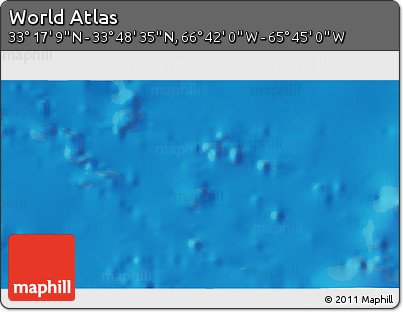 Shaded Relief 3D Map of the Area around 33° 32' 52" N, 66° 13' 29" W