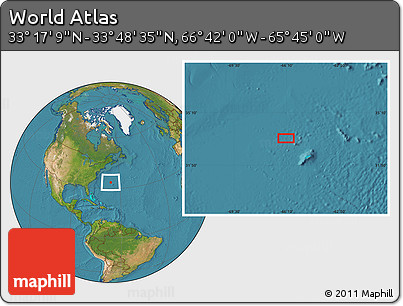 Satellite Location Map of the Area around 33° 32' 52" N, 66° 13' 29" W